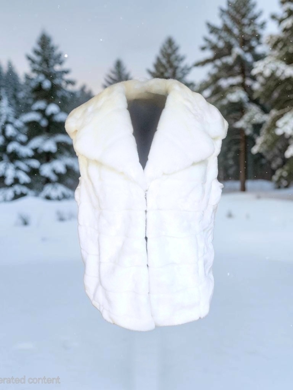 Investments Luxe Soft White Faux Fur Vest Plush Textured Sleeveless Vest Sz L